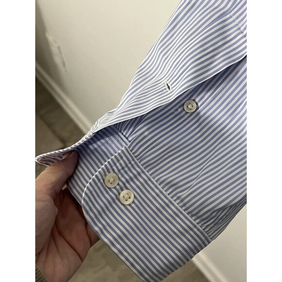 Ralph Lauren Blue White Stripe Button Down Shirt Size L/XL (17.5, 32/33) - Picture 12 of 14